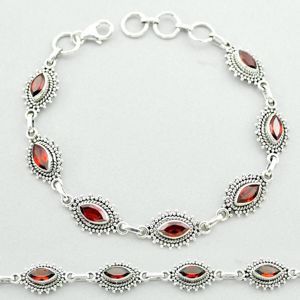 10.49cts tennis natural red garnet 925 sterling silver bracelet jewelry t52175