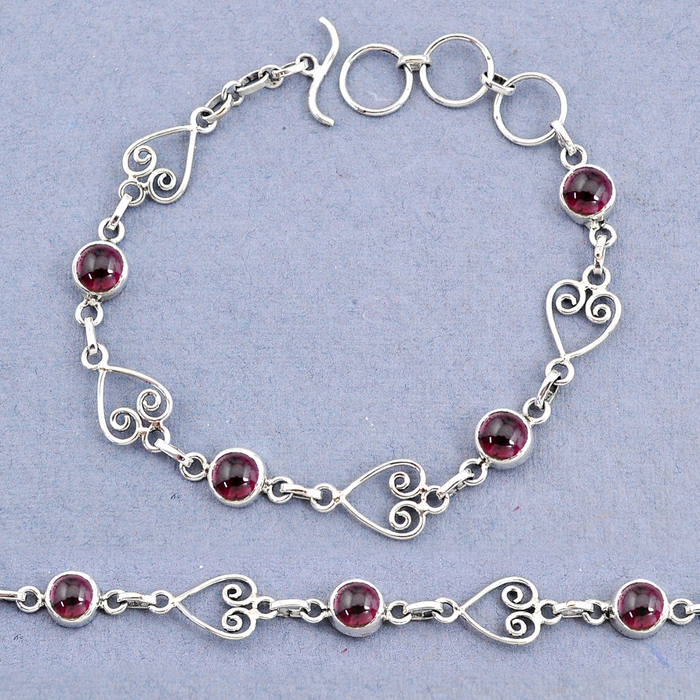 9.88cts tennis natural red garnet 925 sterling silver bracelet jewelry t8343