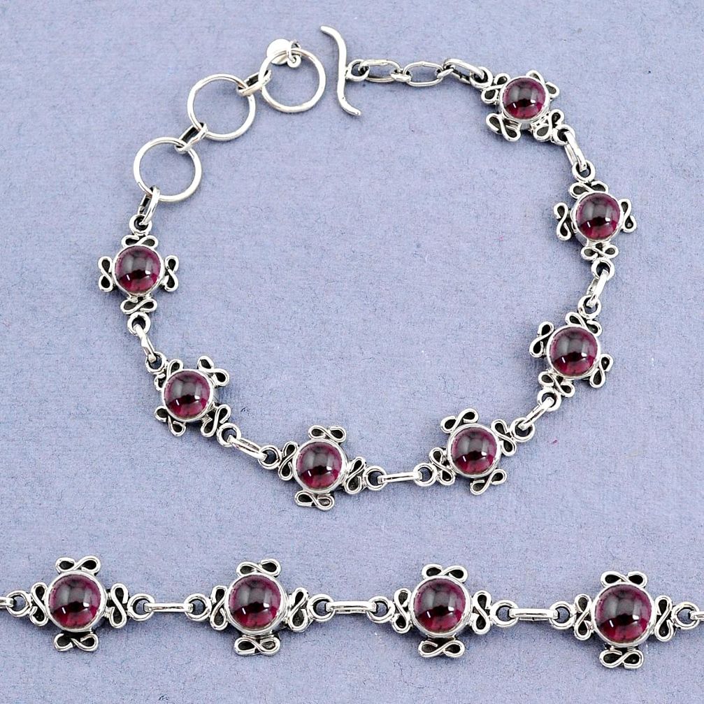 16.22cts tennis natural red garnet 925 sterling silver bracelet jewelry t8361