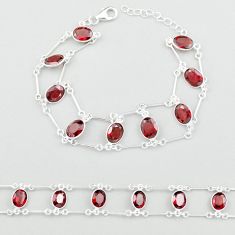 24.05cts tennis natural red garnet 925 sterling silver bracelet jewelry u23421