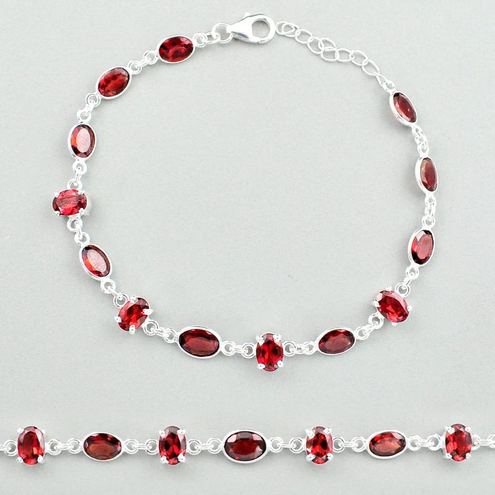 19.85cts tennis natural red garnet 925 sterling silver bracelet jewelry u23484