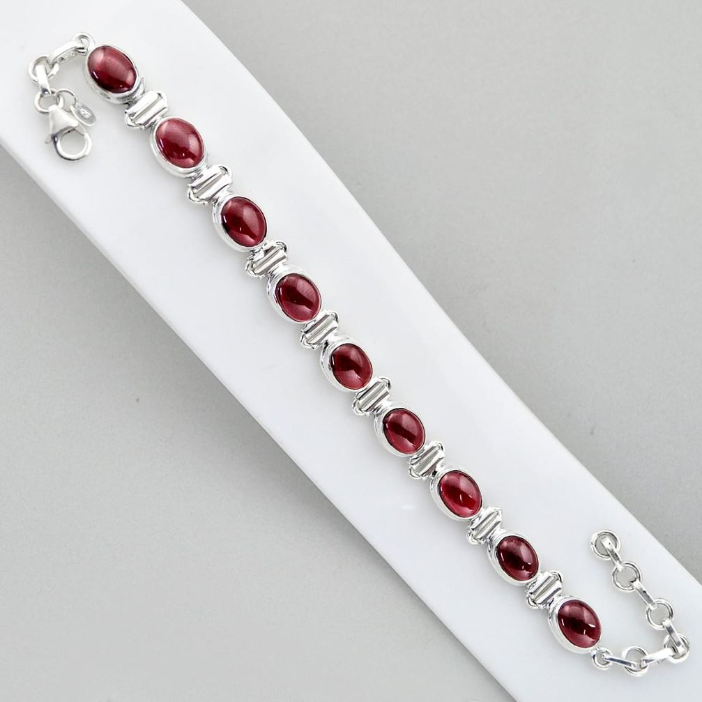 28.21cts tennis natural red garnet 925 sterling silver bracelet jewelry u4641