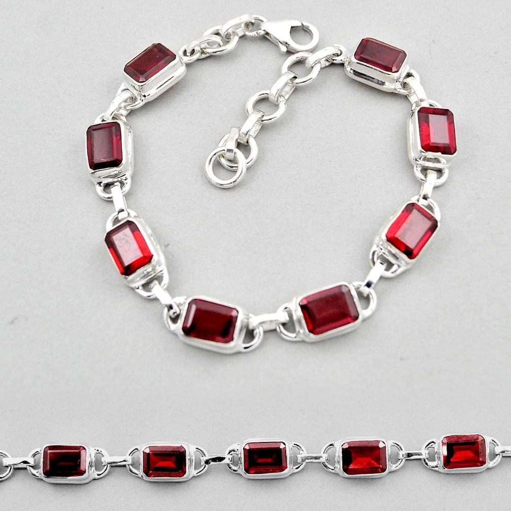 17.02cts tennis natural red garnet 925 sterling silver bracelet jewelry y44768