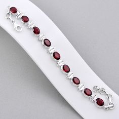 19.89cts tennis natural red garnet oval 925 sterling silver bracelet n34285