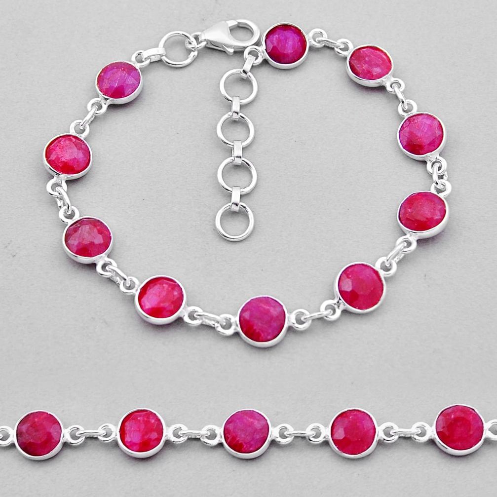 17.76cts tennis natural red ruby 925 sterling silver bracelet jewelry n43457