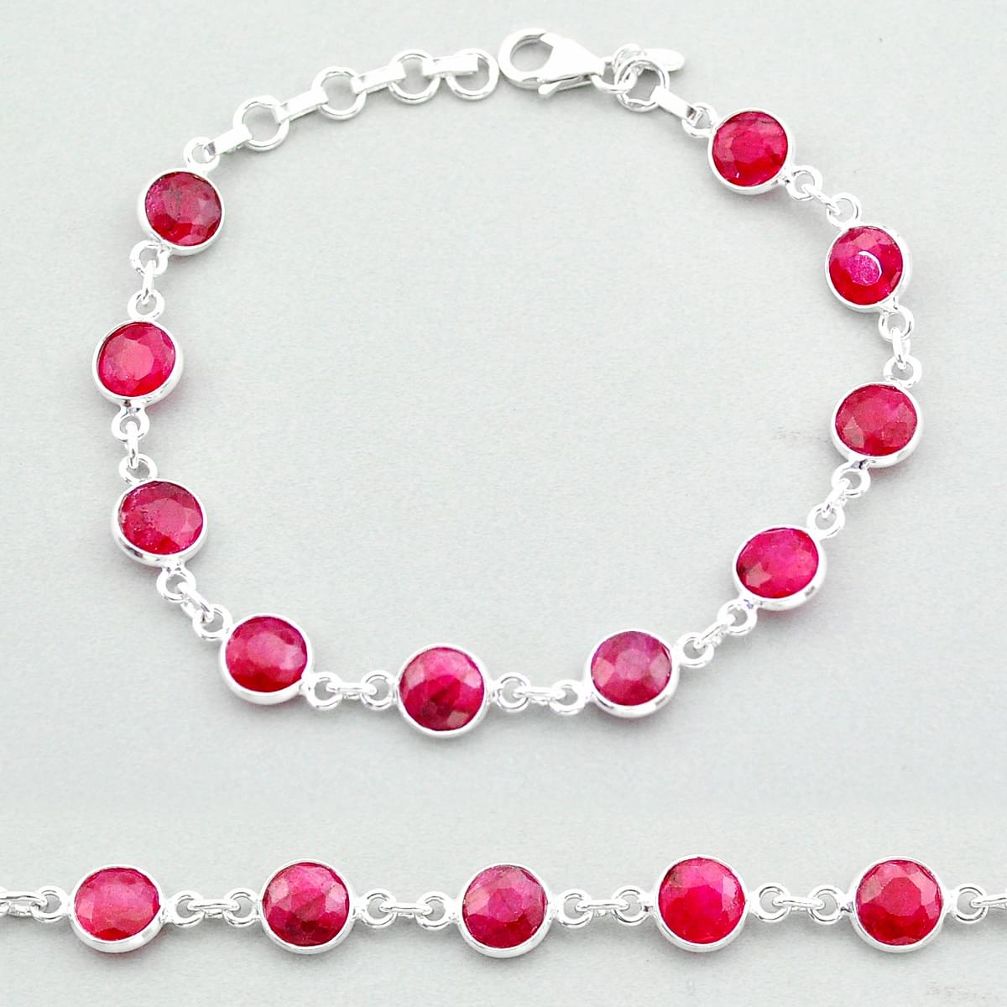 20.51cts tennis natural red ruby 925 sterling silver bracelet jewelry t40325