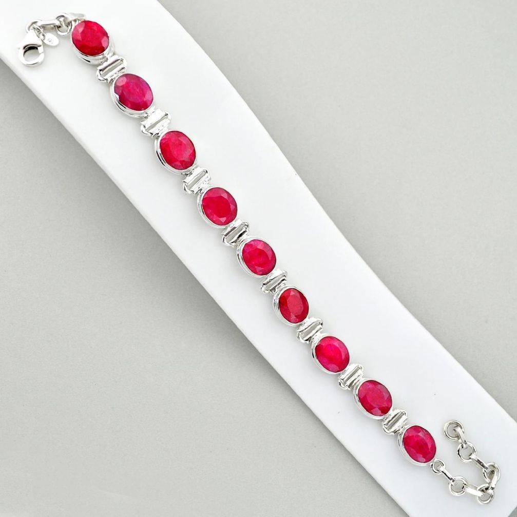 35.00cts tennis natural red ruby 925 sterling silver bracelet jewelry u6285