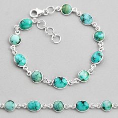 17.50cts tennis natural turquoise tibetan 925 sterling silver bracelet y82161