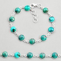 19.55cts tennis natural turquoise tibetan 925 sterling silver bracelet y82162