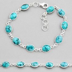 20.17cts tennis natural turquoise tibetan 925 sterling silver bracelet y82164