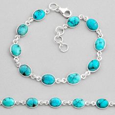 19.63cts tennis natural turquoise tibetan 925 sterling silver bracelet y82166