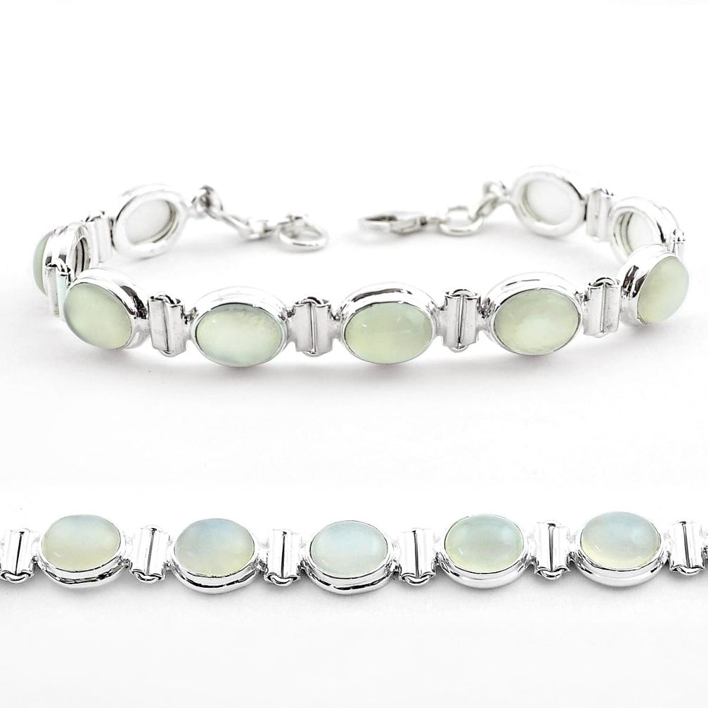 39.48cts tennis natural white ceylon moonstone 925 silver bracelet t51373