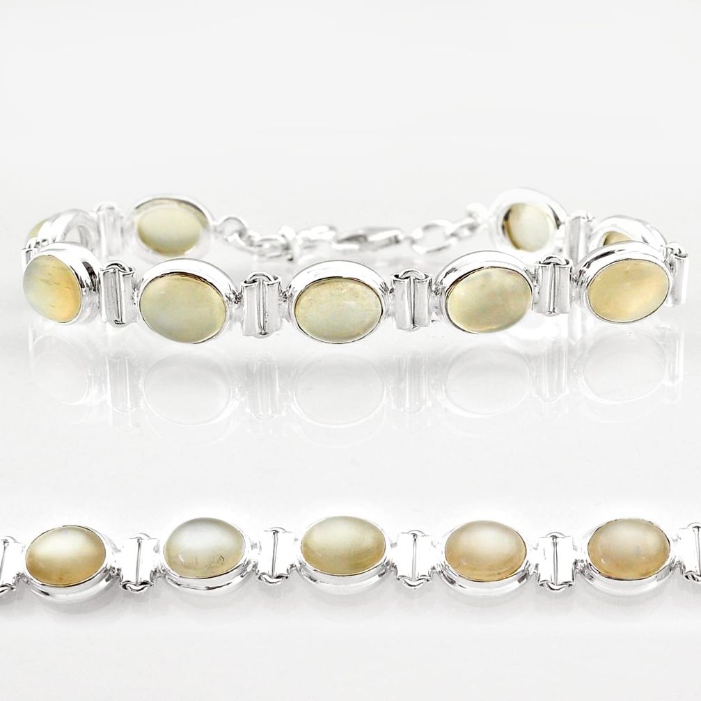 36.56cts tennis natural white ceylon moonstone 925 silver bracelet t59922