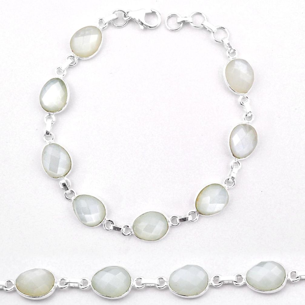 22.09cts tennis natural white ceylon moonstone 925 silver bracelet t83673