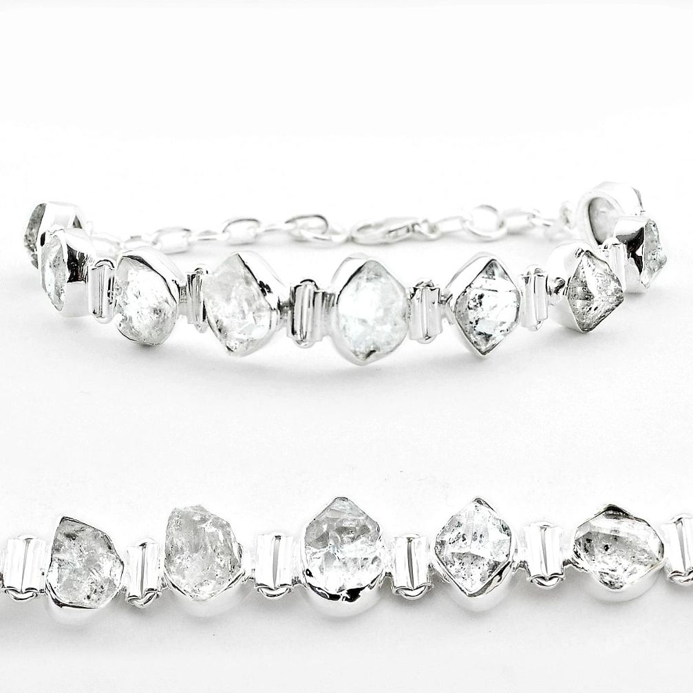 44.07cts tennis natural white herkimer diamond 925 silver bracelet t50461