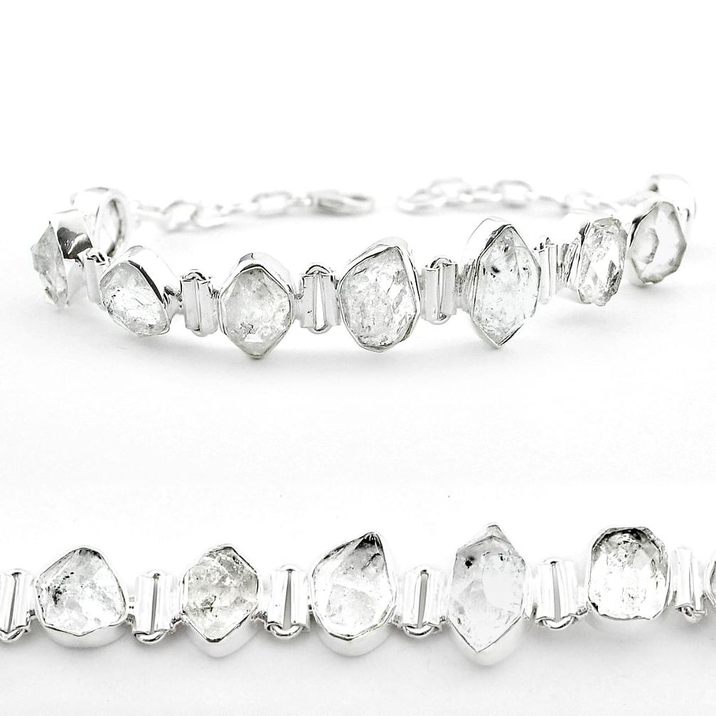45.52cts tennis natural white herkimer diamond 925 silver bracelet t50462