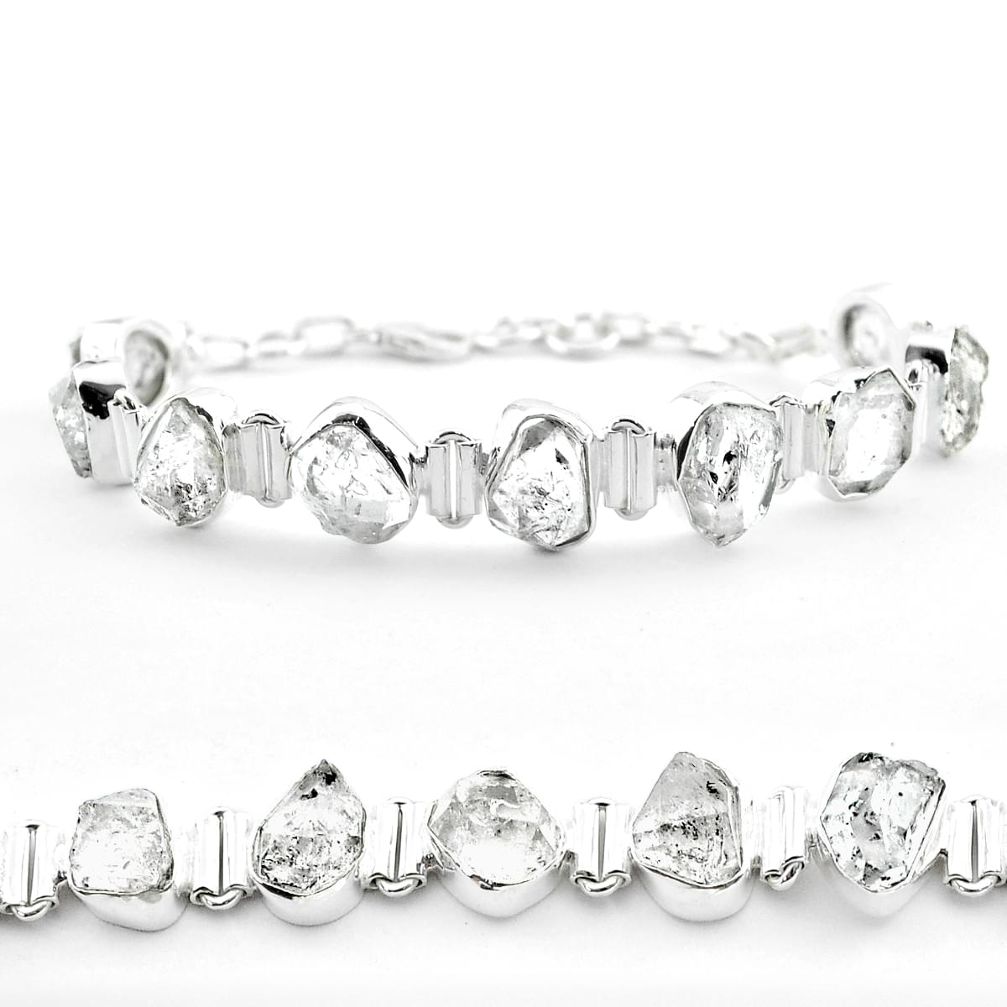 44.57cts tennis natural white herkimer diamond 925 silver bracelet t50472