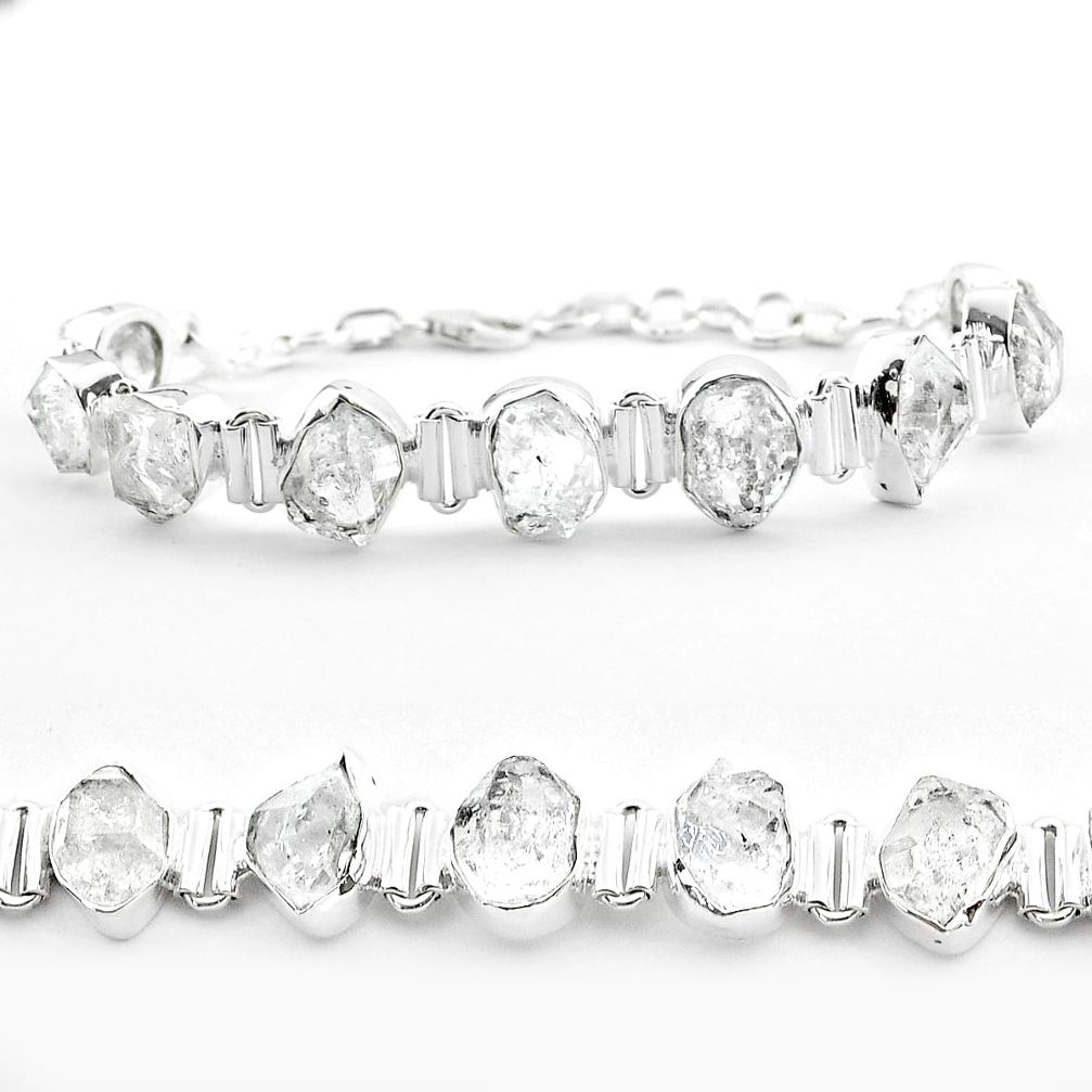 43.76cts tennis natural white herkimer diamond 925 silver bracelet t50475