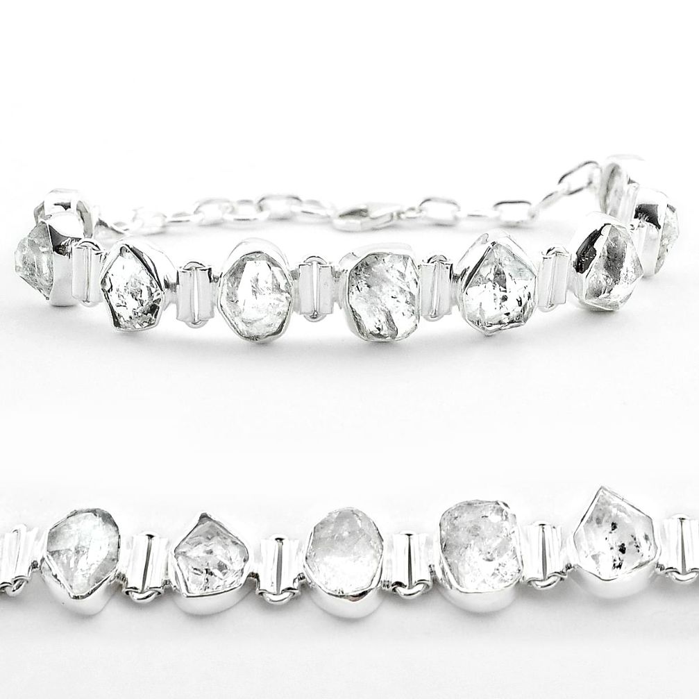 44.07cts tennis natural white herkimer diamond 925 silver bracelet t50479