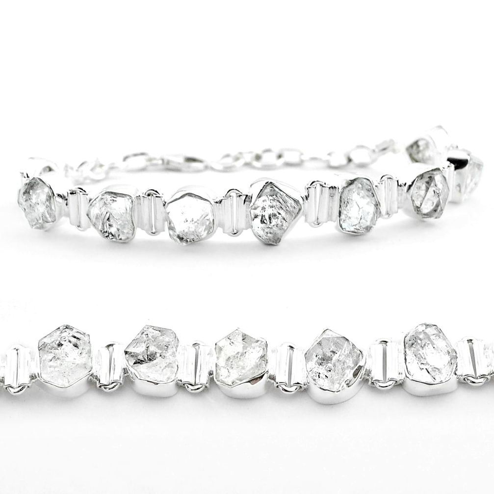 42.86cts tennis natural white herkimer diamond 925 silver bracelet t50480