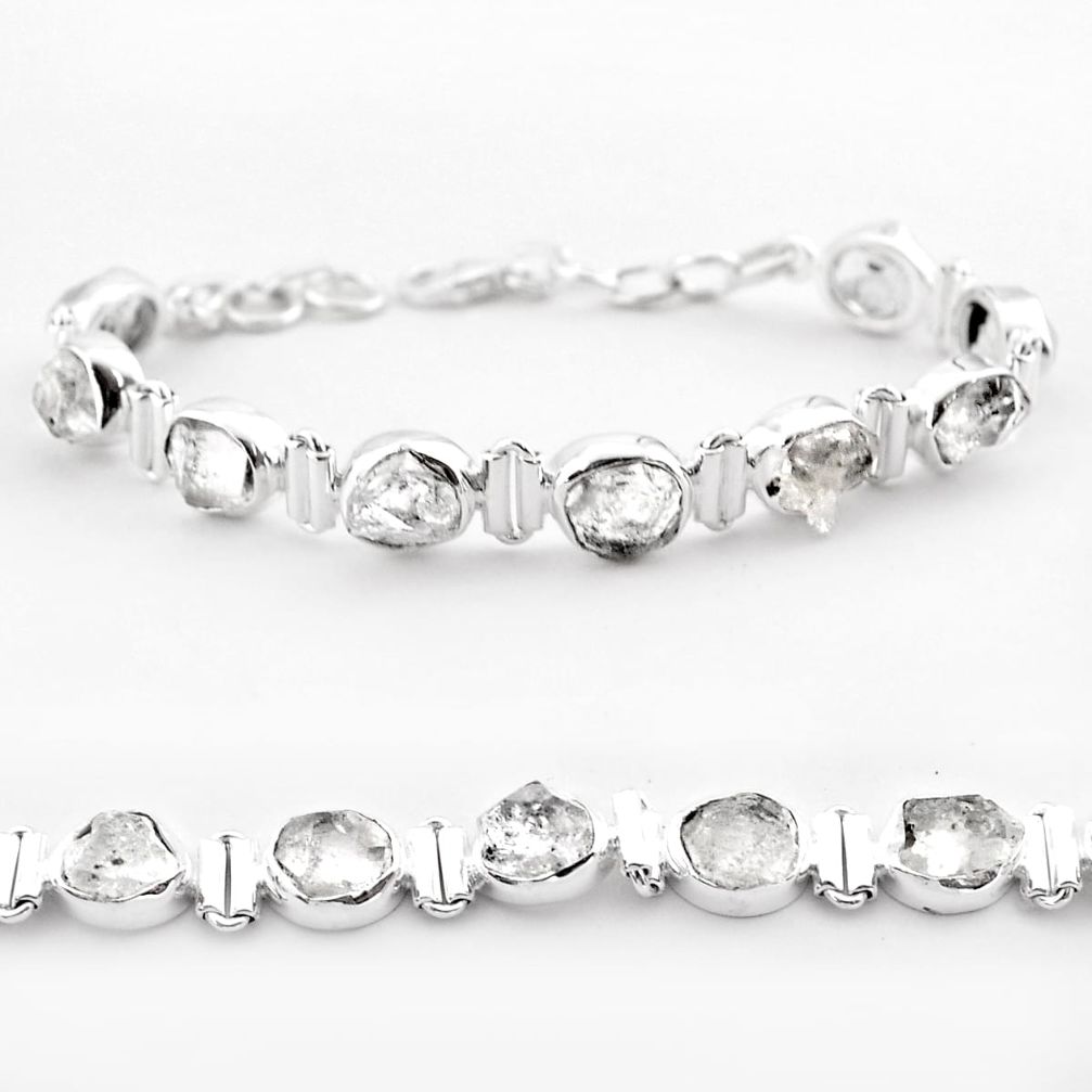 37.40cts tennis natural white herkimer diamond 925 silver bracelet t59011