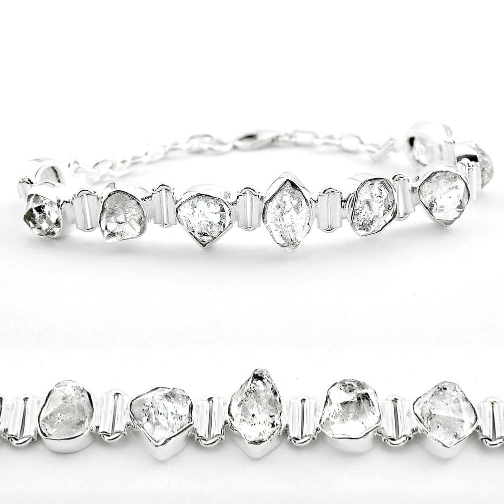 42.37cts tennis natural white herkimer diamond 925 silver fancy bracelet t50471