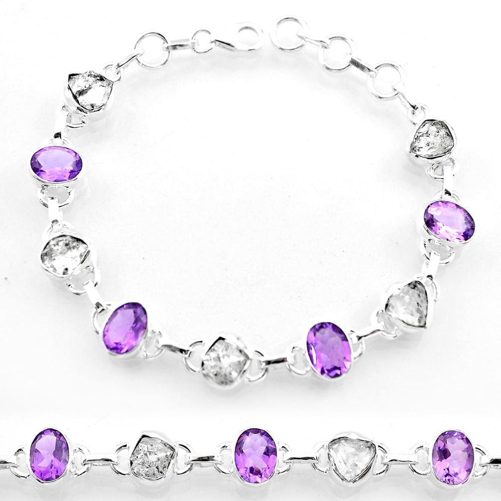 35.10cts tennis natural white herkimer diamond amethyst silver bracelet t59051