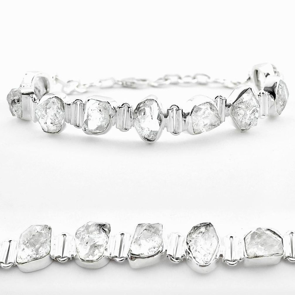 47.26cts tennis natural white herkimer diamond fancy 925 silver bracelet t50476