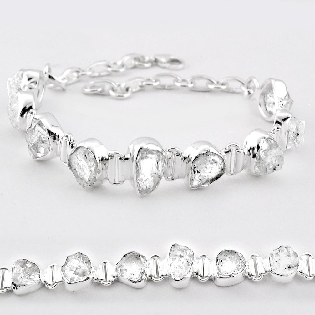 27.47cts tennis natural white herkimer diamond fancy 925 silver bracelet t83577