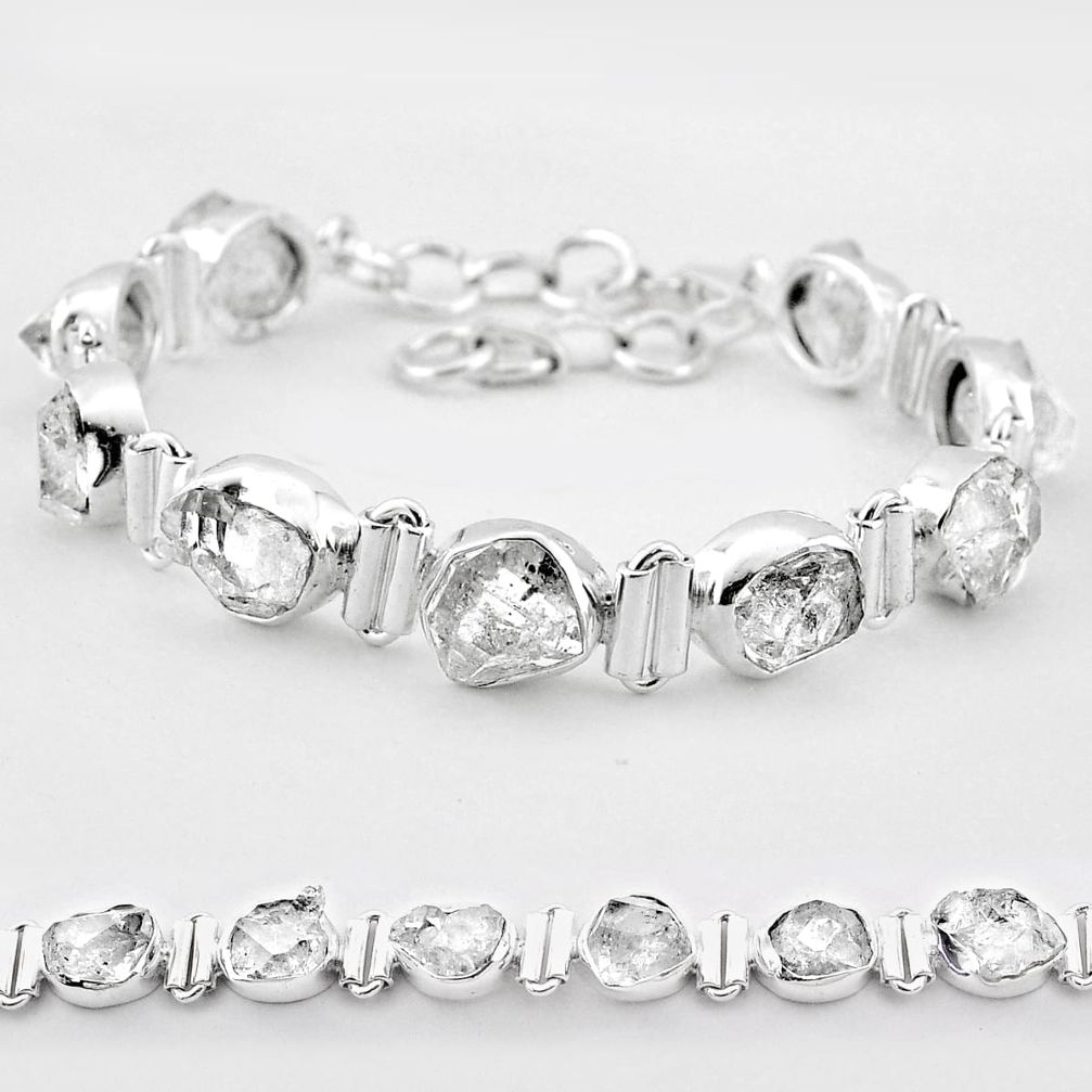 31.65cts tennis natural white herkimer diamond fancy 925 silver bracelet t83578