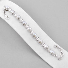 21.03cts tennis natural white pearl 925 sterling silver bracelet jewelry n37661