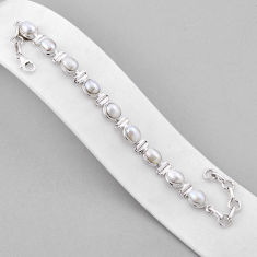 21.64cts tennis natural white pearl 925 sterling silver bracelet jewelry n37664