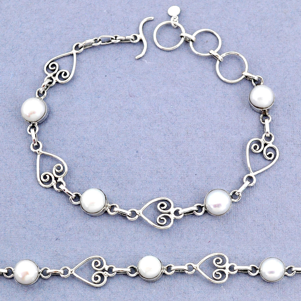 11.05cts tennis natural white pearl 925 sterling silver bracelet jewelry t8356