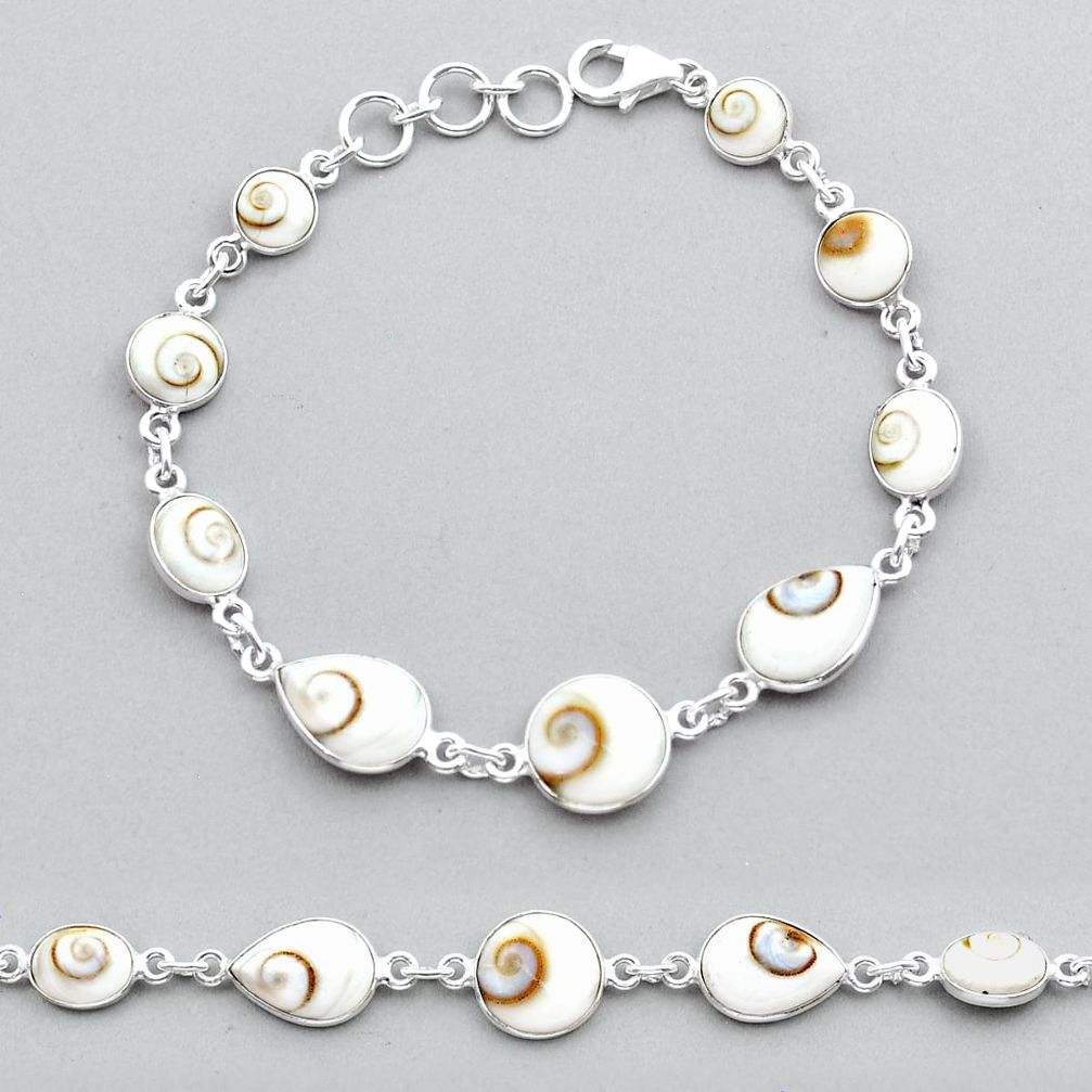 23.13cts tennis natural white shiva eye round sterling silver bracelet y14662