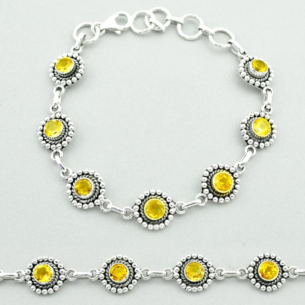 6.31cts tennis natural yellow citrine 925 sterling silver bracelet t52080