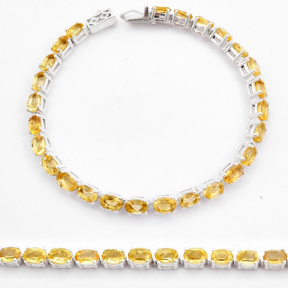 25.33cts tennis natural yellow citrine 925 sterling silver bracelet u50030