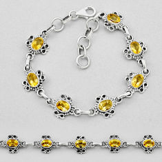 14.67cts tennis natural yellow citrine oval 925 sterling silver bracelet n44413