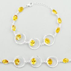 24.05cts tennis natural yellow citrine oval 925 sterling silver bracelet u23474