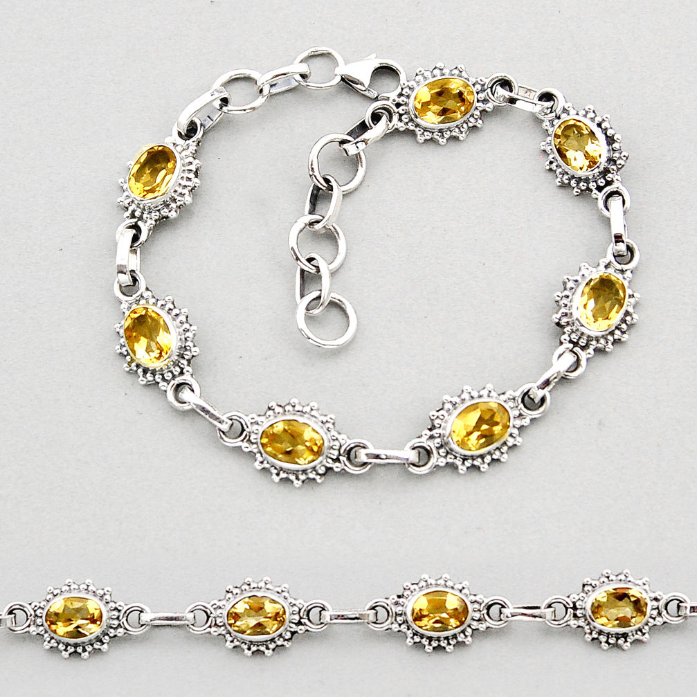 9.98cts tennis natural yellow citrine oval 925 sterling silver bracelet y61692