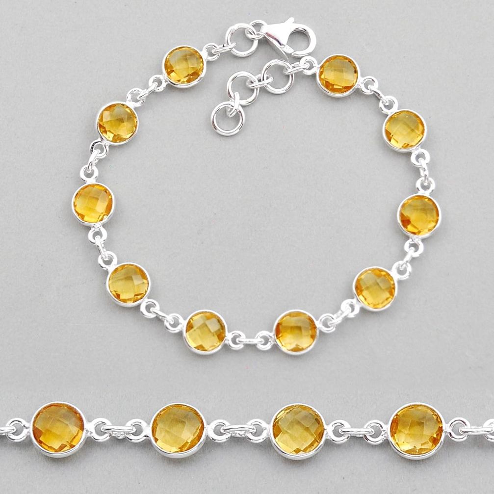 19.80cts tennis natural yellow citrine round 925 sterling silver bracelet y19640