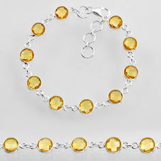 18.98cts tennis natural yellow citrine round 925 sterling silver bracelet y82181