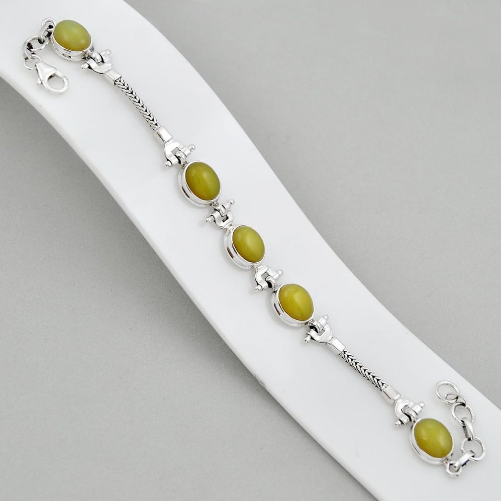 20.22cts tennis natural yellow olive opal 925 sterling silver bracelet y18865