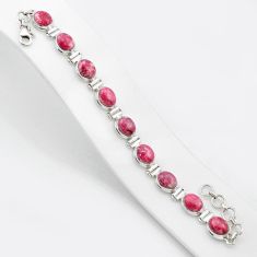 38.06cts tennis pink thulite (unionite, pink zoisite) 925 silver bracelet u48198