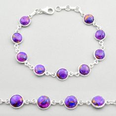 18.98cts tennis purple copper turquoise 925 sterling silver bracelet t64488