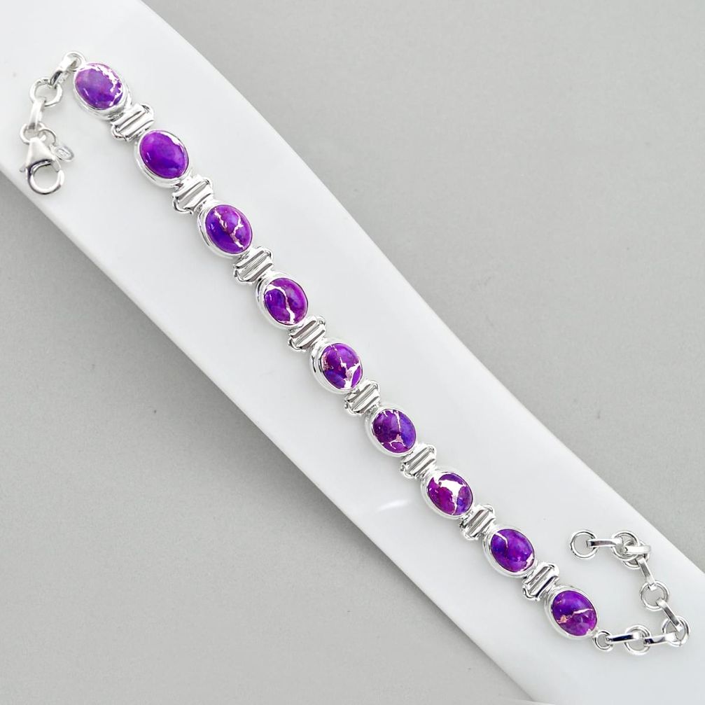 27.03cts tennis purple copper turquoise 925 sterling silver bracelet u4627