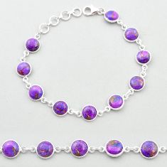 22.48cts tennis purple copper turquoise 925 sterling silver bracelet u48841