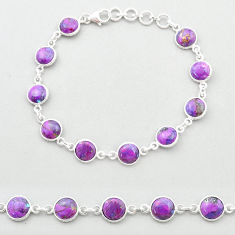 21.25cts tennis purple copper turquoise 925 sterling silver link gemstone bracelet u48846