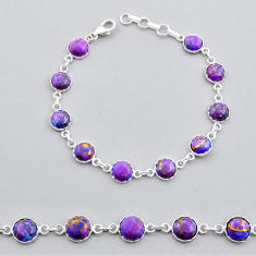17.30cts tennis purple copper turquoise 925 sterling silver bracelet y25293