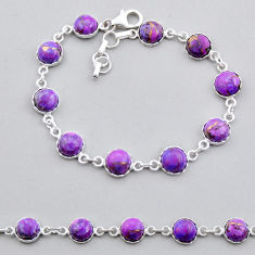 18.42cts tennis purple copper turquoise 925 sterling silver bracelet y25295