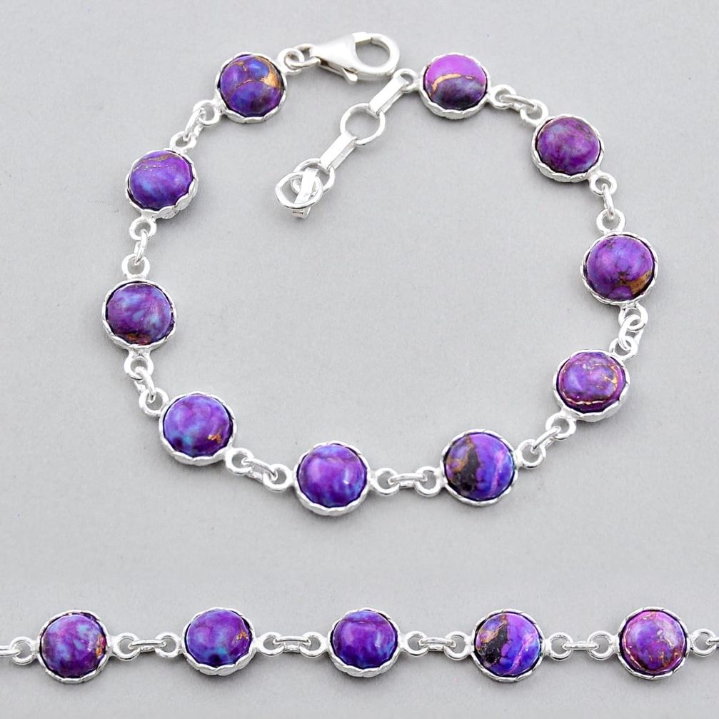 18.51cts tennis purple copper turquoise 925 sterling silver bracelet y25299